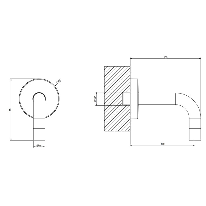 Настенный излив короткий, комбинируемый с удаленным управлением, Gessi Emporio Via tortona, black xl арт. 44285#299