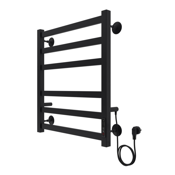 Полотенцесушитель электрический 500/600 квадрат, 6 секций, диммер справа, черный, Palermo Azario - AZ83856B