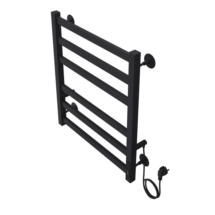 Полотенцесушитель электрический 500/600 квадрат, 6 секций, диммер справа, черный, Palermo Azario - AZ83856B