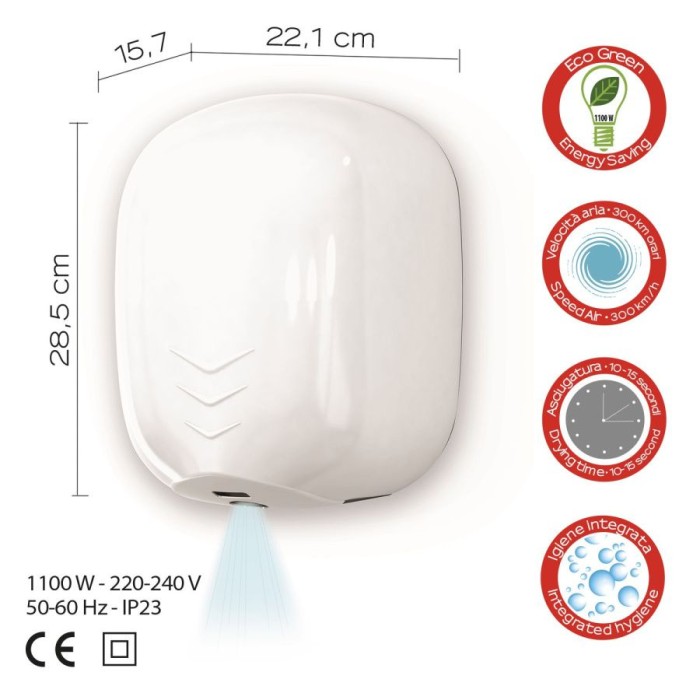 Электрическая сушилка для рук с фотоэлементом Bora Gedy, 2454(02) цвет: белый