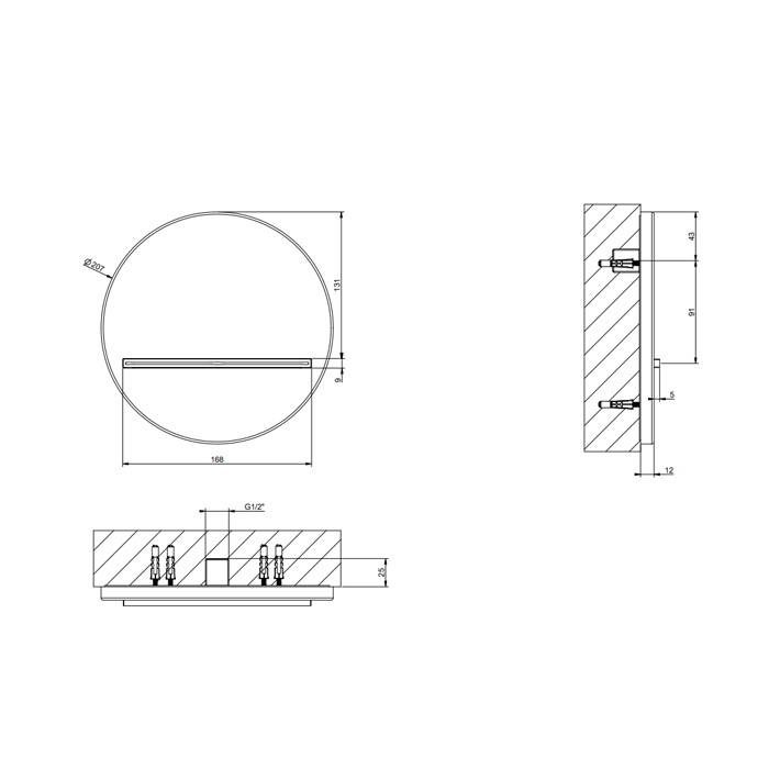 Излив настенный d207 мм., каскадный, Gessi Venti20, черный матовый арт. 65295#299