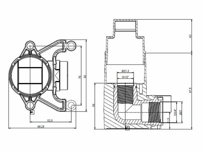 Душевая система Almar Core встраиваемая, с термостатом, верхний душ 23см, цвет черный матовый арт. SET-1.MB