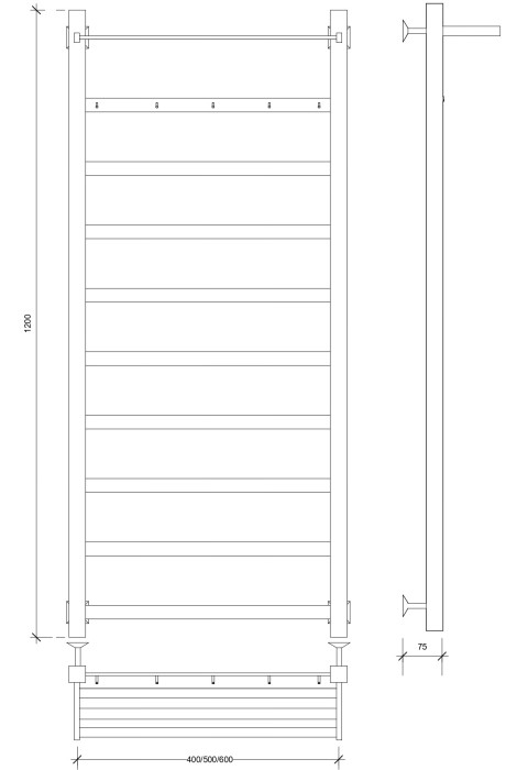 Полотенцесушитель водяной 120x50 Корсико 1 КСП (хром) Secado арт. 4603759400525