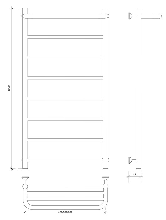 Полотенцесушитель водяной 100x50 Триада 1 СП (хром) Secado арт. 4603759403786