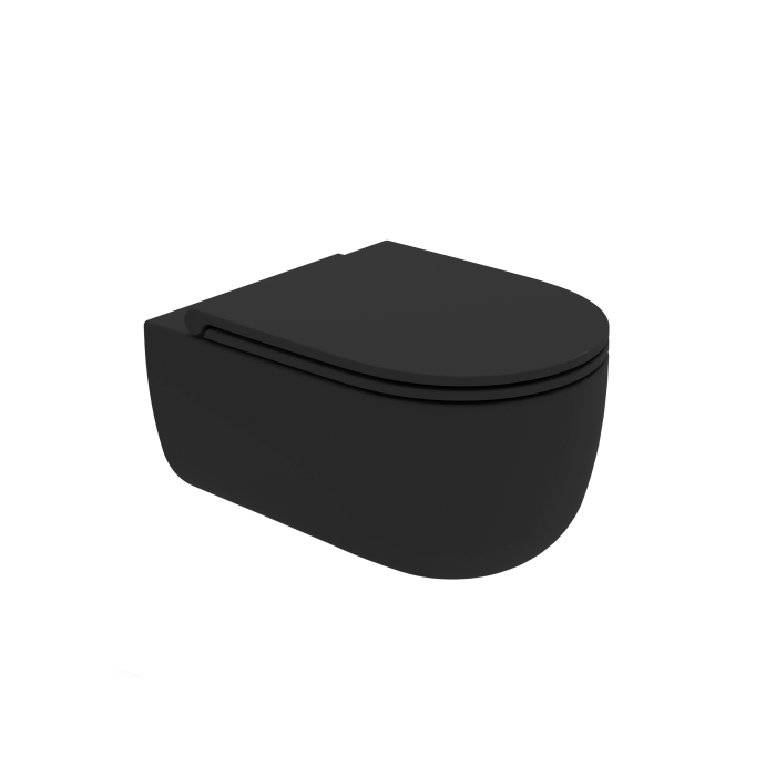 Унитаз подвесной, безободковый, с креплениями, Olympia ceramica Milady, матовый черный арт. MIL120223