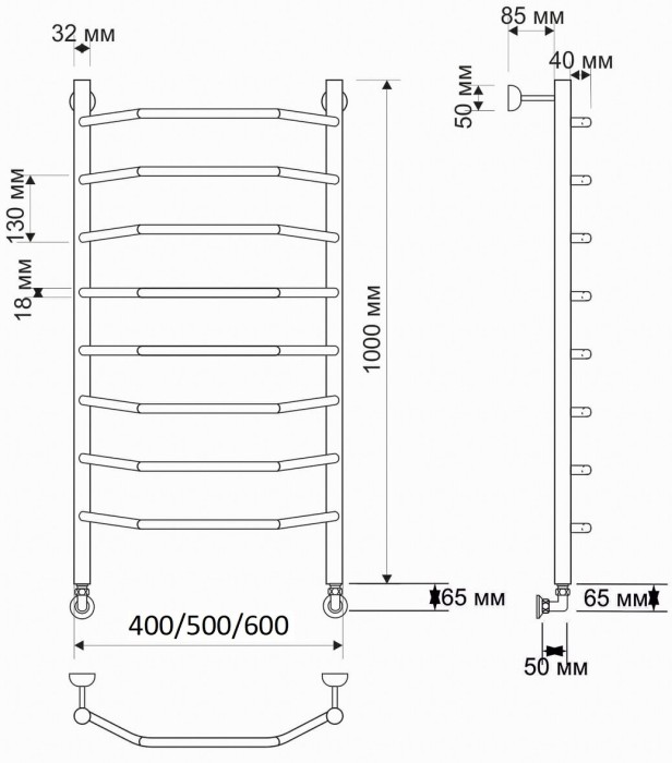 Полотенцесушитель водяной латунный 50x100 Агата 1 (бронза) Secado арт. 4603777476496