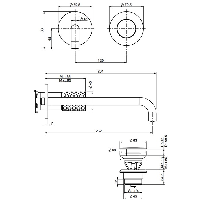 Fima Carlo Frattini Cмеситель для раковины, встраиваемый, излив: 25.9см., Spillo Tech, F3051TWZX9XCR цвет: хром