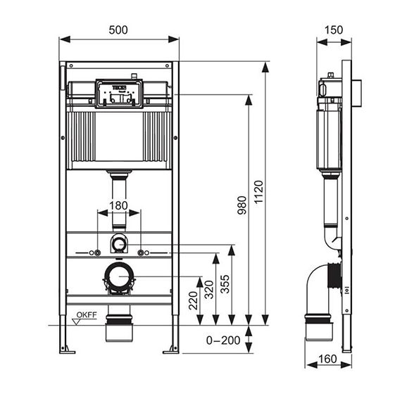 Система инсталляции для унитазов TECE Now 4в1 с кнопкой смыва, цвет черный матовый арт. 9400414