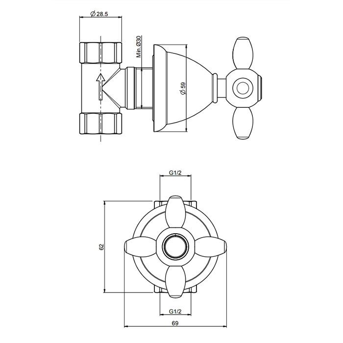 Fima Carlo Frattini Запорный вентиль 1/2", Olivia, F5023/1OR цвет: золото