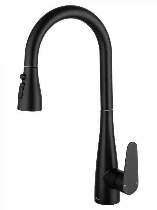 Смеситель для кухни с выдвижным изливом, Wonzon &amp; Woghand, WW-121E201B-MB цвет: черный