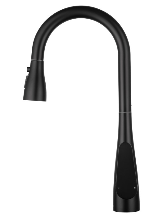 Смеситель для кухни с выдвижным изливом, Wonzon & Woghand, WW-121E201B-MB цвет: черный