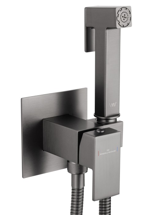 Смеситель с гигиеническим душем встраиваемый, Wonzon & Woghand, WW-88829903-BGM цвет: графит
