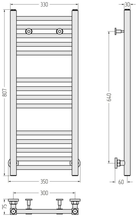 Сунержа Водяной полотенцесушитель 800x300, Модус, 051-0250-8030 цвет: состаренная латунь