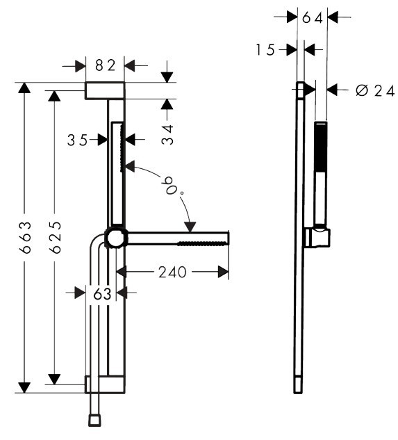 Душевой гарнитур EcoSmart+ со штангой 65см Pulsify S Hansgrohe, хром арт. 24373000