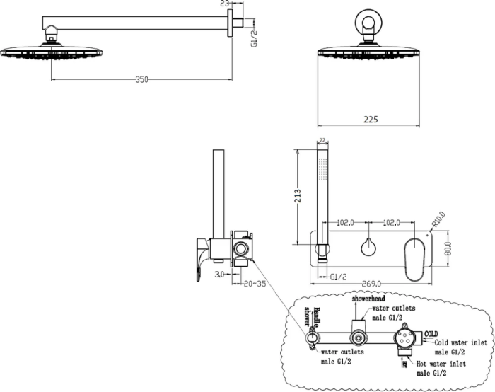 Душевая система, Gold, Spectre Boheme 454-2-G
