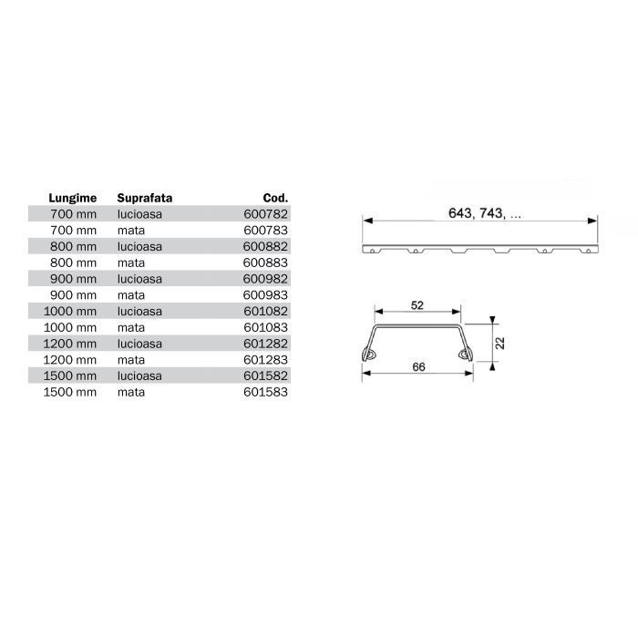 Решетка "steel ii", 1000 мм,нержавеющая сталь,полированная, TECE арт. 601082