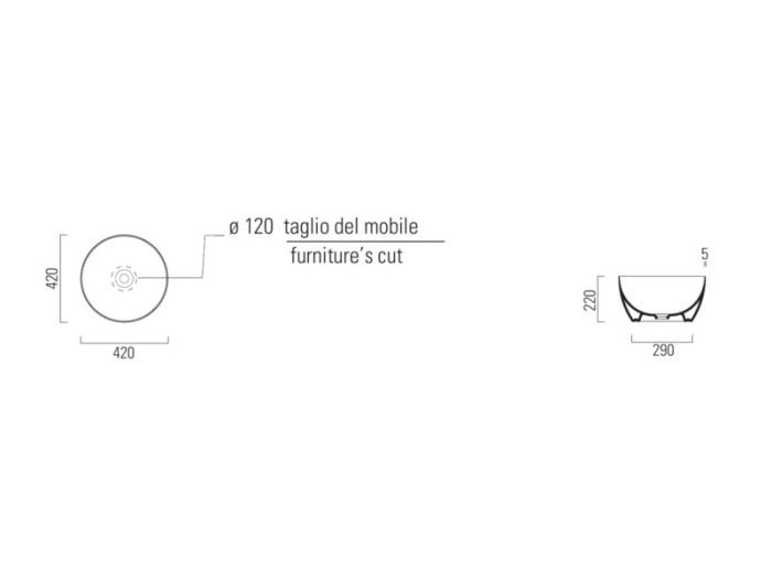 Раковина накладная 42х42х22 см, цвет tortora, санфарфор, Color-elements GSI арт. 885205