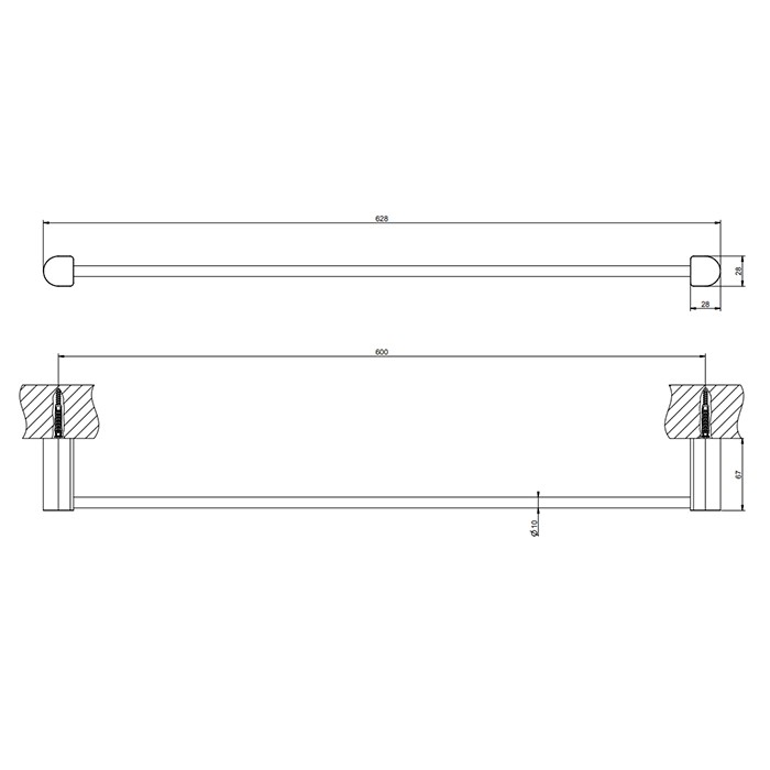 Полотенцедержатель, 60 см, подвесной, Gessi Rilievo, nero xl арт. 59403#299