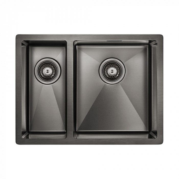 Мойка для кухни нержавеющая 590х440мм Paulmark ANNEX, вороненая сталь, правая, PVD - PM545944-GMR