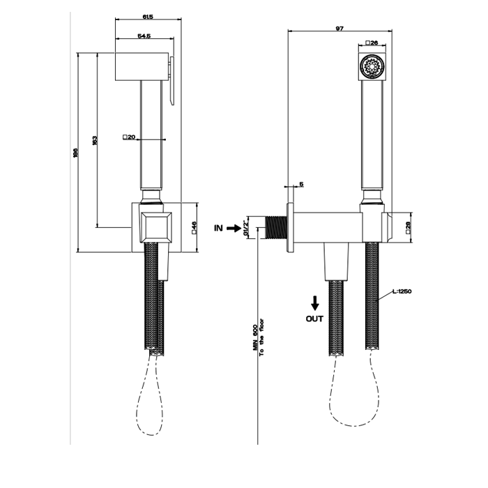 Гигиенический душ, Gessi Eleganza, хром арт. 46285#031