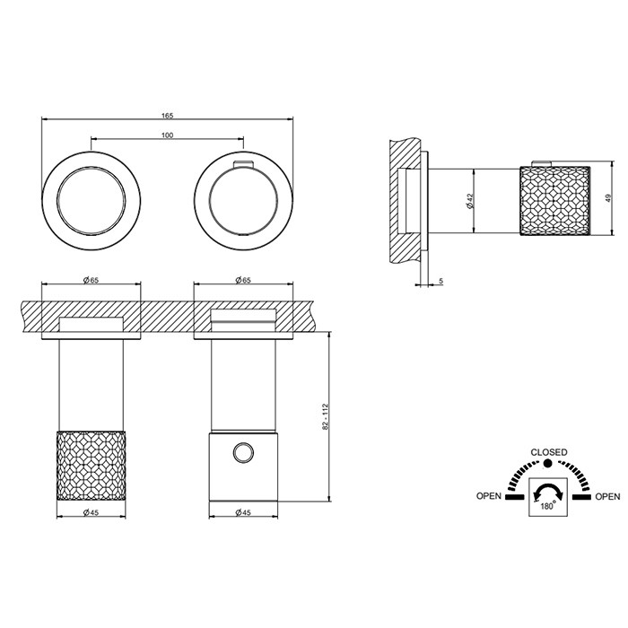 Смеситель для душа, встраиваемый, термостатический, с переключателем на 2 положения, Gessi Habito Intreccio, хром арт. 70134#031