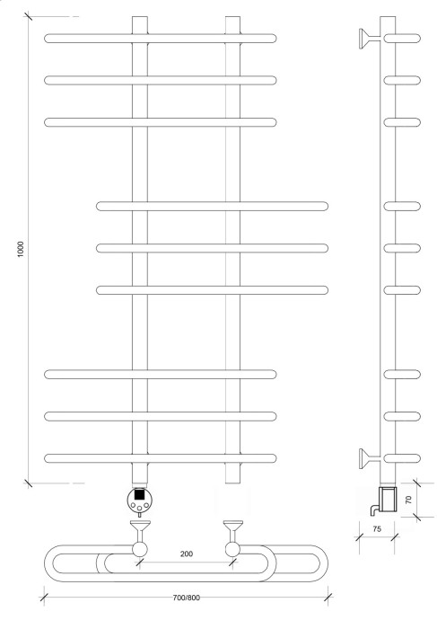 Полотенцесушитель электрический 100x20x70 Венеция 6 Secado арт. 4673739234433