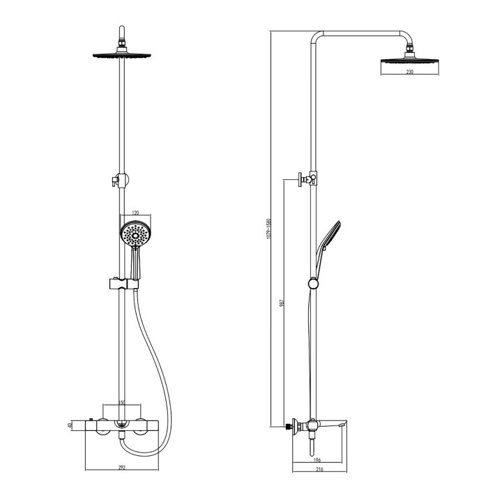 Душевая система термостатический картридж, хром, Azario Galaxy арт. AZ-67B47EV1-1DC1J19A-ZH3394A-HB1153C
