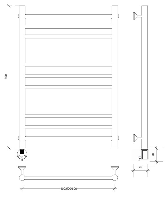 Полотенцесушитель электрический 80x40 Триада 3 Secado арт. 4673739243107