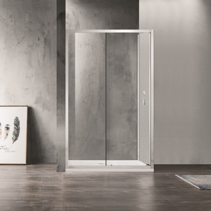 Душевое ограждение 1200х800х2000, без поддона, прозрачное стекло 6 мм, открывание налево, цвет профиля серебро  Milton, Azario арт. AZ-ND1131 L 1200