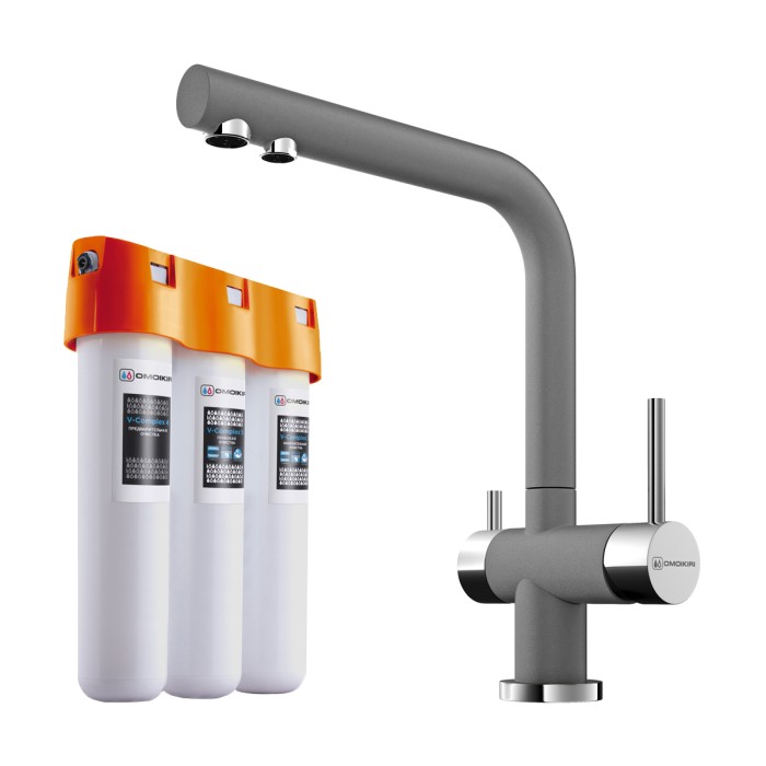 Комплект смеситель + фильтр Nagano-PL + Pure drop Lite Omoikiri арт. 4064.8028