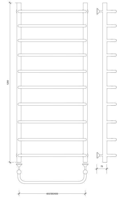 Полотенцесушитель водяной 120x50 Мерида 1 (хром) Secado арт. 4603759405889