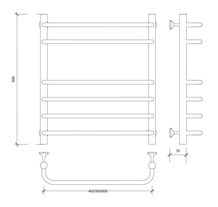 Полотенцесушитель водяной 60x60 Мерида 5 (хром) Secado арт. 4603777445836