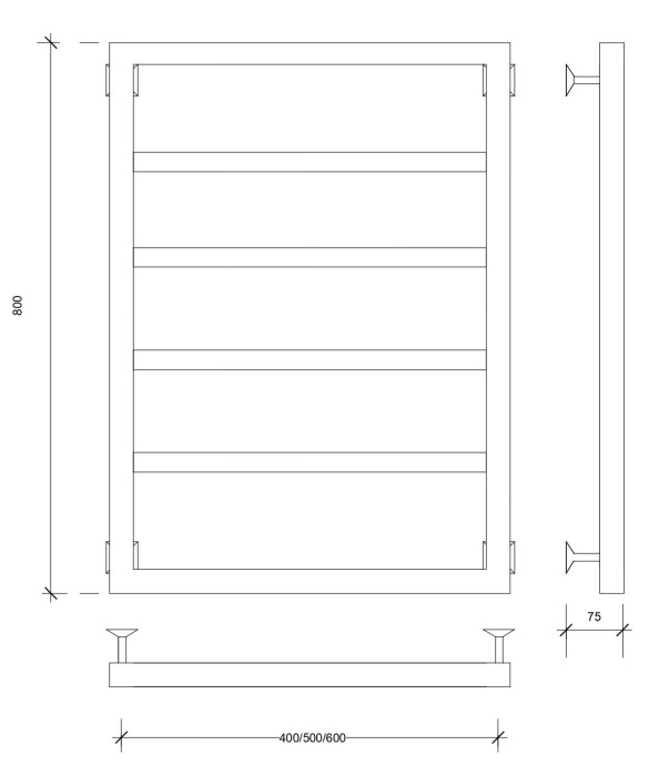 Полотенцесушитель водяной 80x40 Парма (черный) Secado арт. 4603777443054