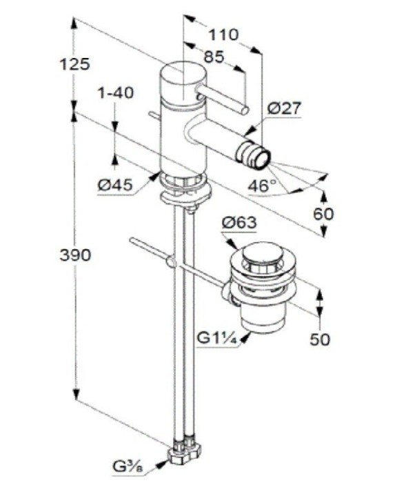 Смеситель для биде, bozz Kludi, брашированное золото - 38533n076