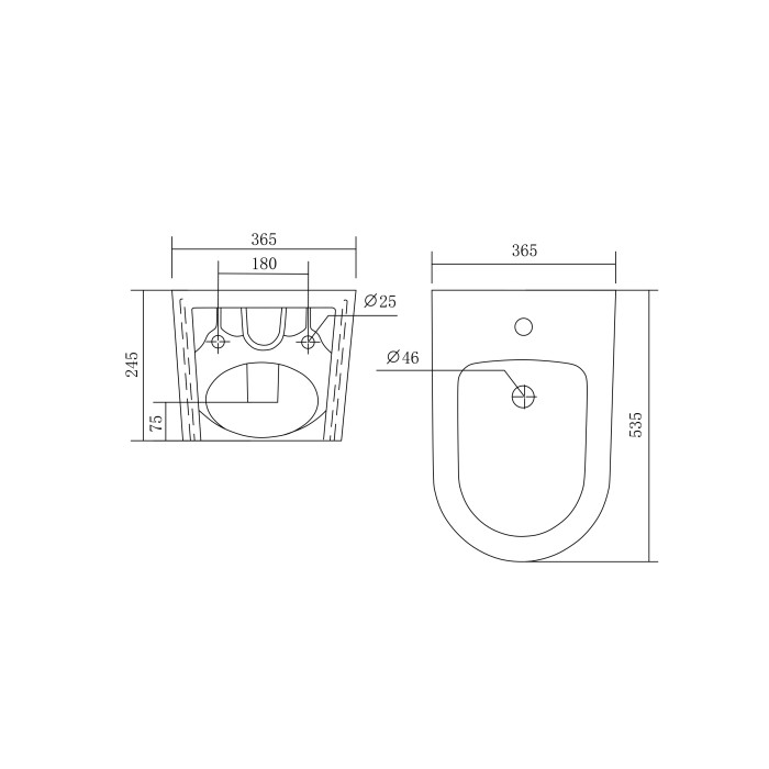 Биде подвесное Aquatek Оберон/ бетта, белый арт. AQ0516-00