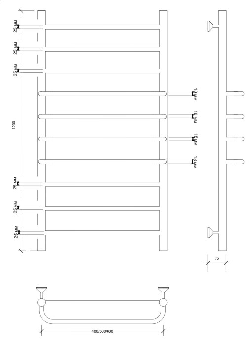 Полотенцесушитель водяной 120x40 Триест (черный) Secado арт. 4603777471835