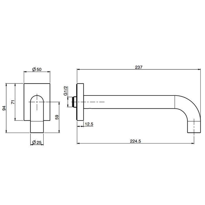 Fima Carlo Frattini Излив для ванны, настенный, Switch ON, F5976NS цвет: чёрный