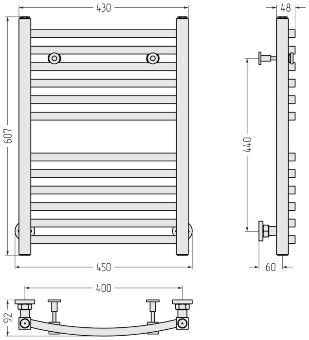 Сунержа Водяной полотенцесушитель 600x400, Аркус, 00-0251-6040 цвет: без покрытия