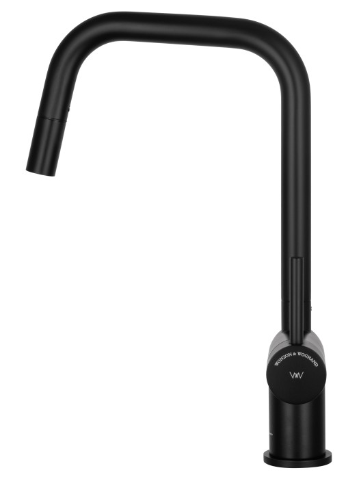 Смеситель для кухни с выдвижным изливом, Wonzon & Woghand, WW-6018-MB цвет: черный