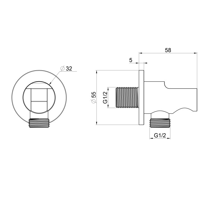 Шланговое подключение с держателем, Wonzon & Woghand, WW-HZ2319-CR цвет: хром