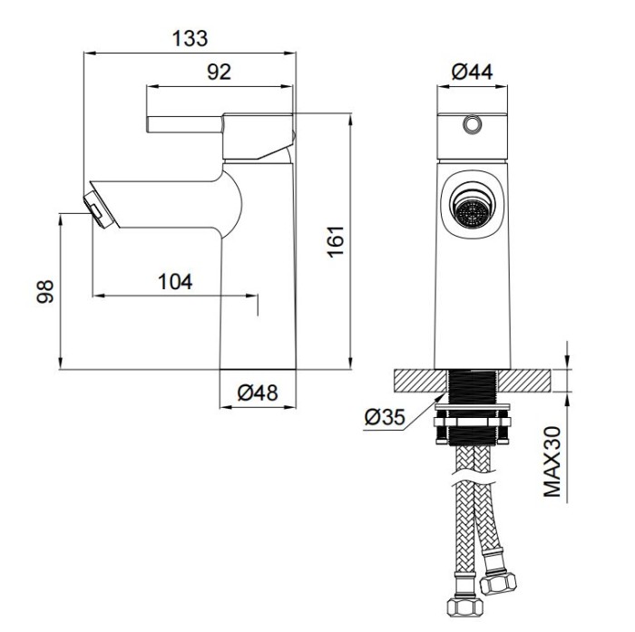 Смеситель для раковины, Wonzon & Woghand Solo, WW-139032-BN цвет: никель