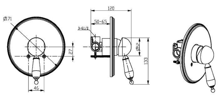 Смеситель для душа, хром, Crystal Boheme 265-CRST