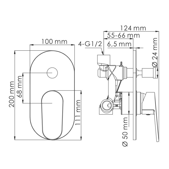Смеситель для ванны и душа Donau 5300 WasserKRAFT арт. 5361