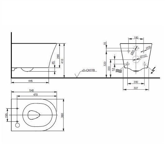 Унитаз подвесной TOTO GP CW553E безободковый, сиденье Washlet TCF34570 с пультом, скрытое подключение, цвет белый 
