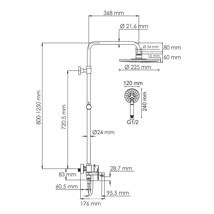 Душевая система со смесителем WasserKRAFT арт. A185.067.058.WM
