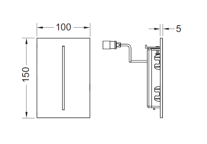 Электронная панель смыва для писсуара, пластик,100x150x5 мм, питание от батареи 7,2 в, белый, filo TECE арт. 9242051