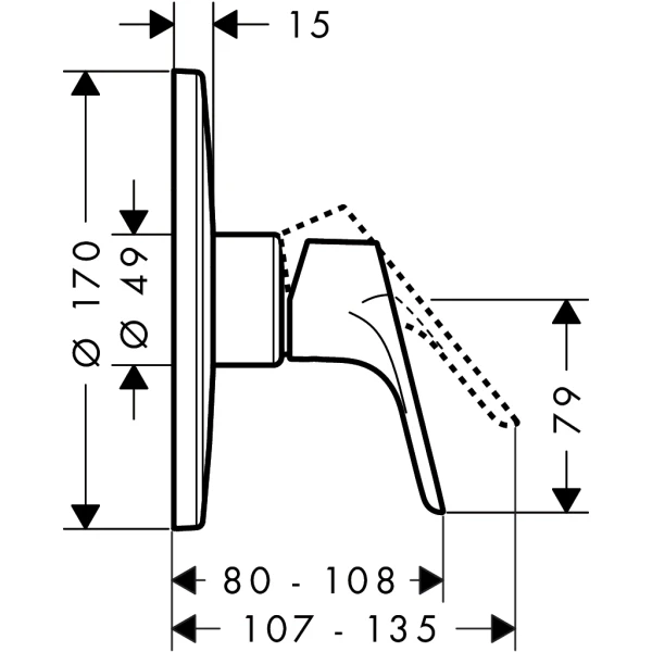 Смеситель для душа HighFlow скрытого монтажа, Hansgrohe Focus, хром арт. 31964000
