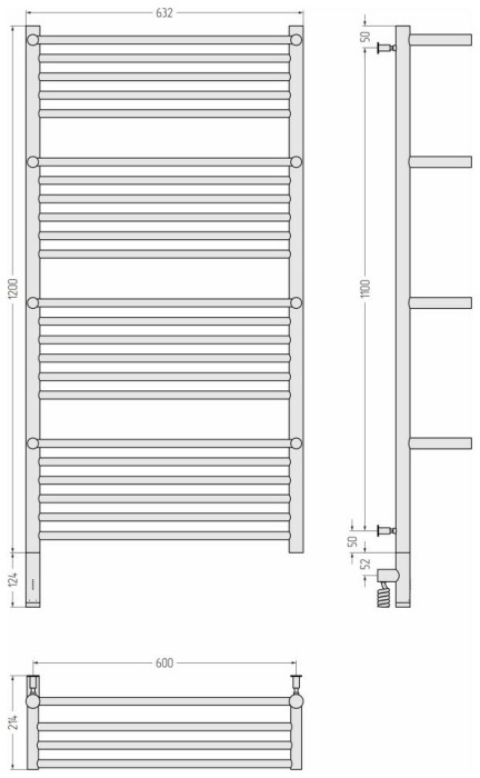 Сунержа Электрический полотенцесушитель 1200x600, Богема 3.0 с 4 полками, 032-5808-1260 цвет: матовое золото