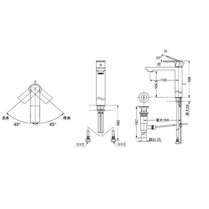 Смеситель для раковины, MH TOTO, DL368 цвет: хром