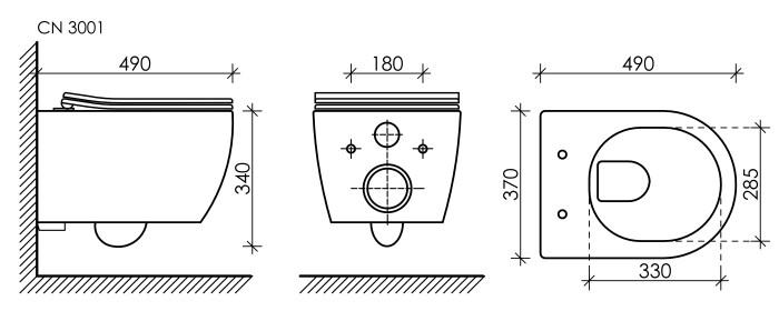 Подвесной унитаз с сиденьем Ceramicanova Play, белый арт. CN3001